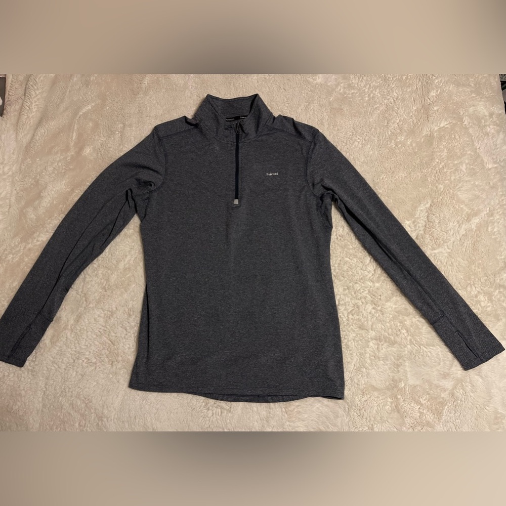 Hind Running Shirt Mens Medium Gray Long Sleeve 1/4 Zip Thumbholes Performance